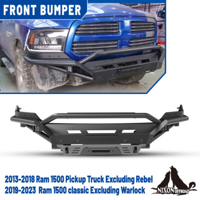 Front Bumper Assembly w/LED Lights+Sensor Holes For 13-18 Dodge Ram 1500 Pickup