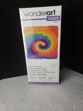 Wonderart Shaggy Rainbow Swirl Tie Dye Art Kit Latch hook Retro 12 x 12 New