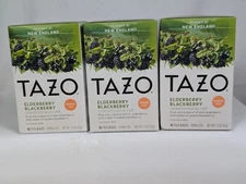 3 Tazo Tea ELDERBERRY BLACKBERRY 16 tea bags Each Herbal Tea Free Ship BB 11/25