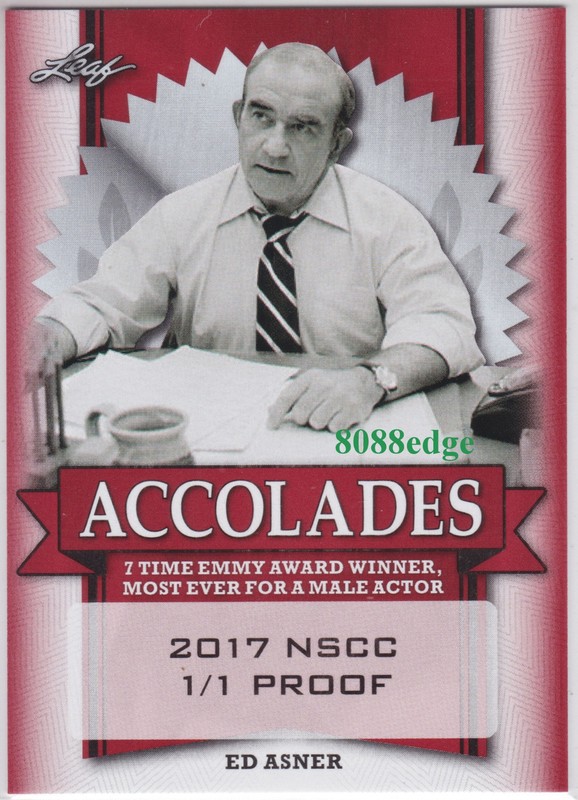 2017 POP CENTURY ACCOLADES BLANK BACK PROOF: ED ASNER #1/1 OF ONE NSCC EXCLUSIVE 2017 POP CENTURY ACCOLADES BLANK BACK PROOF: ED ASNER #1/1 OF ONE NSCC EXCLUSIVE
