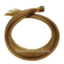 50 I Stick Tip Micro Beads Straight Remy Human Hair Extensions Golden Brown 10