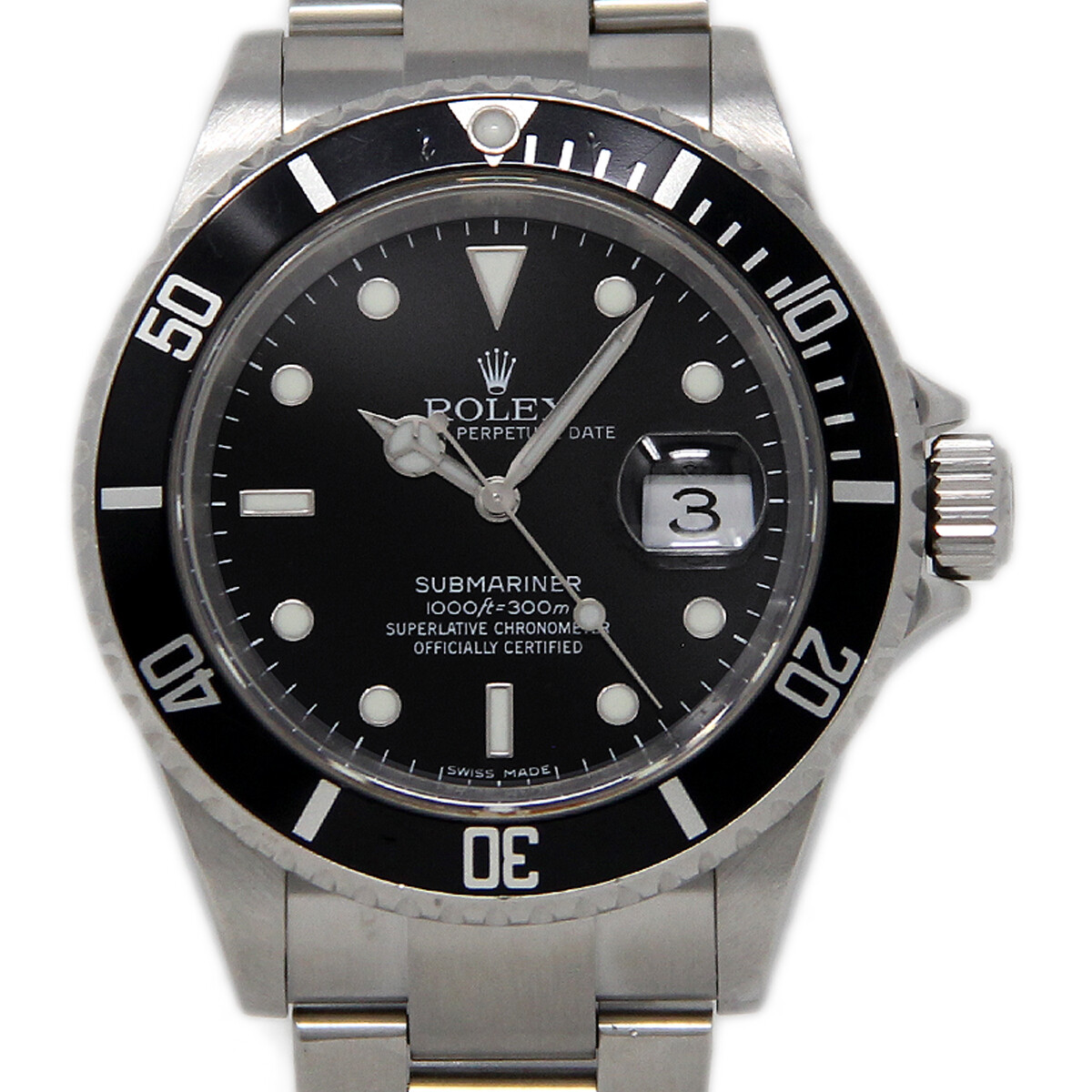 Rolex Submariner 16610 40mm Steel Black Engraved 2008 Box/P/1YearWarranty #810-1