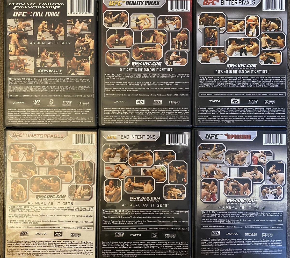 Vintage UFC DVD Collection Lot of 6 Randy Couture Tim Silvia Andre