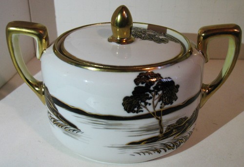 Antique Nippon Noritake Morimura Scenic Bone China Teapot, Sugar and Creamer Set - Picture 15 of 24
