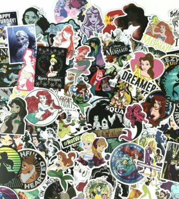 #ad 100 Piece Disney Princess Decal Fun Water Bottle Laptop Wall Sticker Pack $12.08