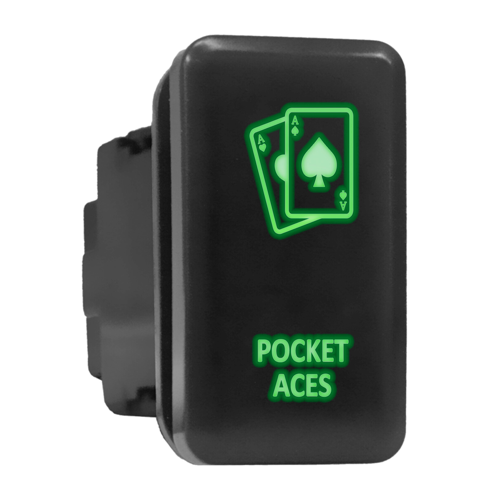 Green Backlit Tall Push-In Switch 1.54x0.83in Fits Toyota POCKET ACES