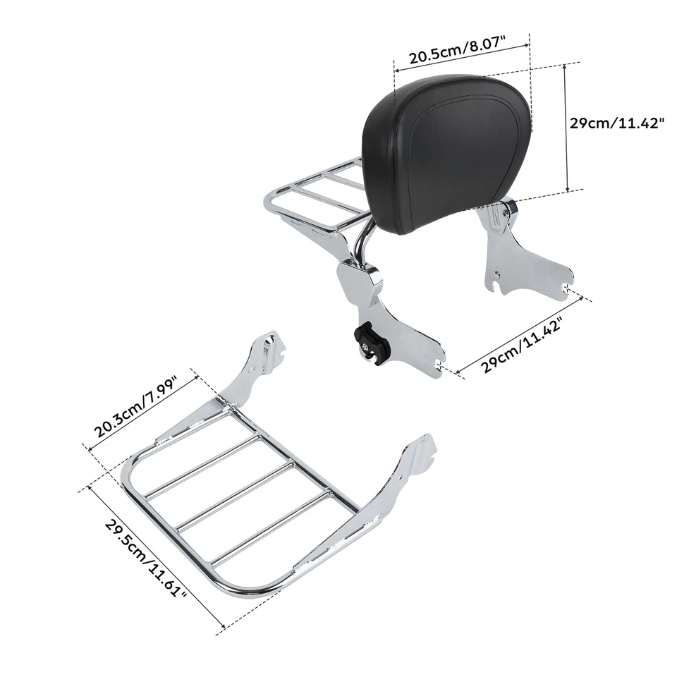 Chrome Backrest Sissy Bar + Luggage Rack For Harley 94-08 Touring FLHT FLHX FLHR - Изображение 2 из 4