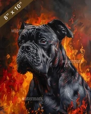 Cane Corso by fire painting 8x10 Print