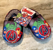 Marvel Avengers Plush Foam TODDLER SLIPPERS No Slip Bottom Size S 5/6 NEW