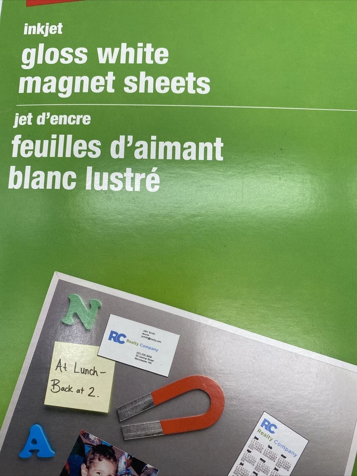 NUEVO Grapas 4 Hojas PAPEL IMÁN DE INYECCIÓN DE TINTA BLANCO BRILLANTE 8,5'x 11' 216mm x 279mm Foto 2 de 4