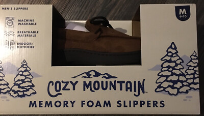 Cozy Mountain Memory Foam Mens Slippers Medium 9-10 Chestnut  Indoor or Outdoor