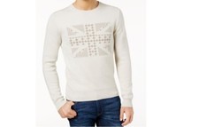 Ben Sherman Men's LS Union Jack Jacquard Sweater, Beige, M