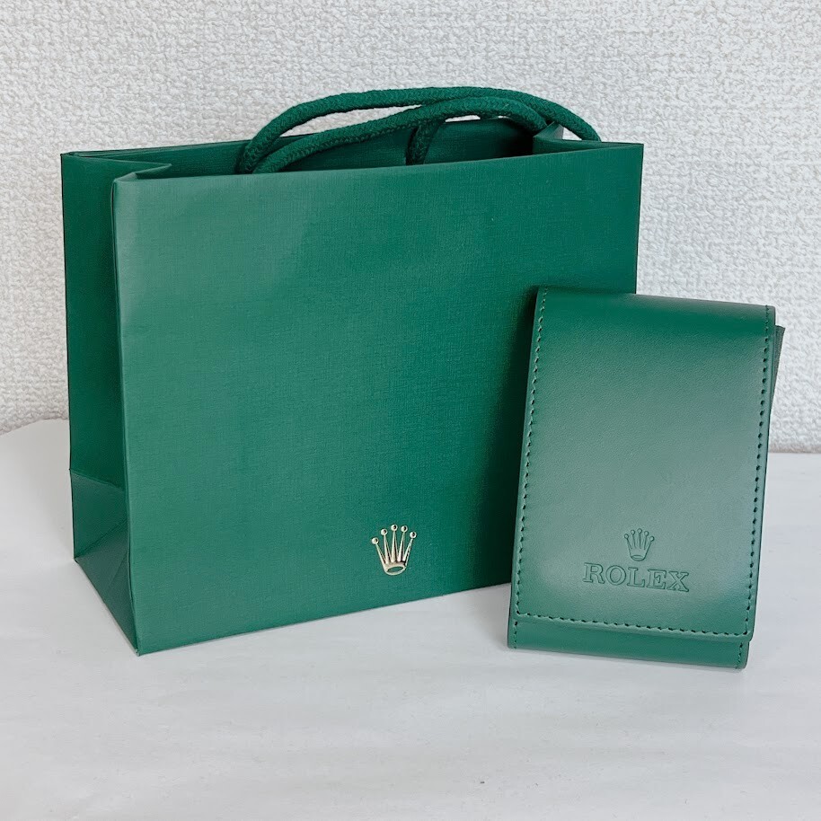 ROLEX Watch Case Green Leather Protection Soft Travel Pouch ROLEX Watch Case Green Leather Protection Soft Travel Pouch