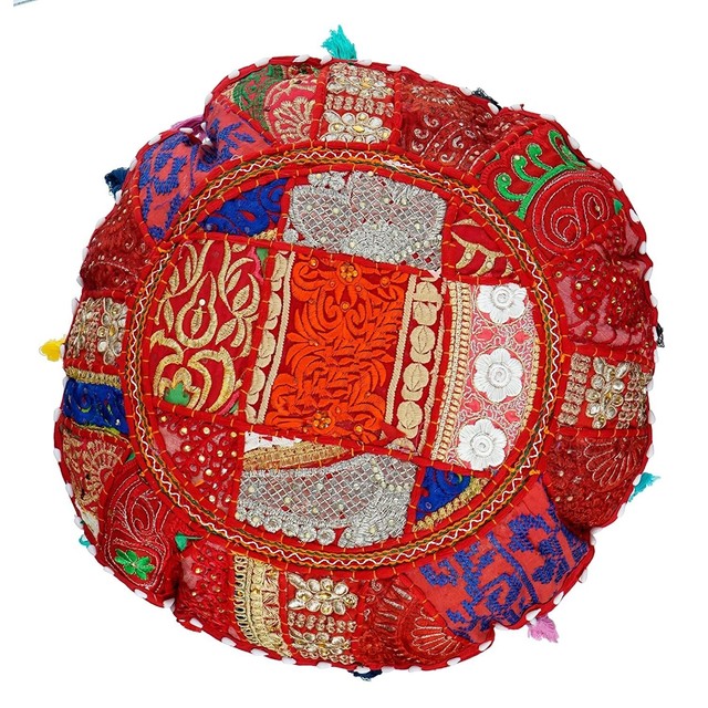 Traditional Cotton Patchwork Pillow Cover Assorted color & design Round Shape Traditional Cotton Patchwork Pillow Cover Assorted color & design Round Shape