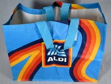 NEW ALDI Reusable Tote Shopping Bag Rainbow Multi Color Classic Carry w/ Tag