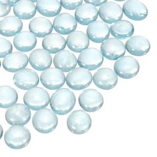 Glass Beads,20pcs Flat Glass Gemstone Light Sea Blue 0.22lbs Glass Marbles