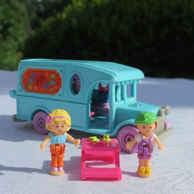 Mini   Polly Pocket Flower Cafe on the go  % Komplett Blumenwagen   Bluebird