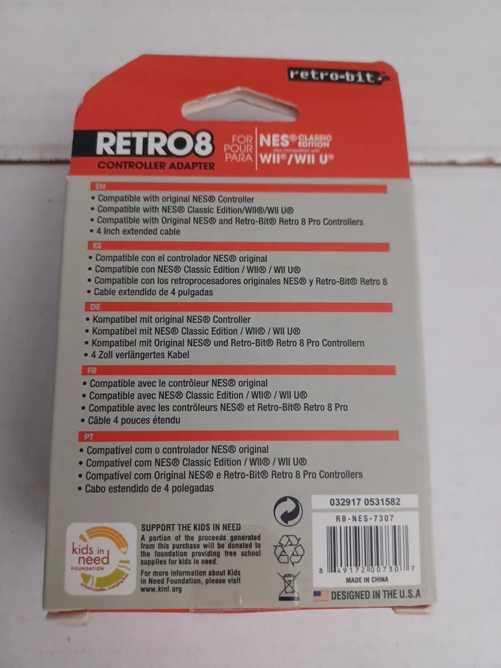 NEW Retro-Bit NES RETRO 8 CONTROLLER ADAPTER FOR NES CLASSIC WII WII U - Image 4 of 4