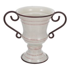 Urn Planter: Rustic Metal Flower Pot - Farmhouse Pedestal Vase - Tall Trumpet