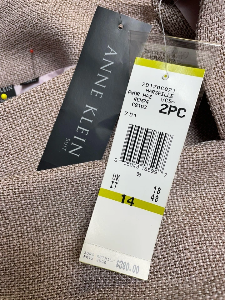 NUEVO $380 Traje Falda Anne Klein Talla 14 Se Ajusta Como 12 Conjunto de Dos Piezas Bolsillos Rosa Foto 3 de 4