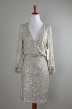 ELIZA J NWT $178 Sequin Embellished Blouson Bubble Sleeve Cocktail Dress Size 8