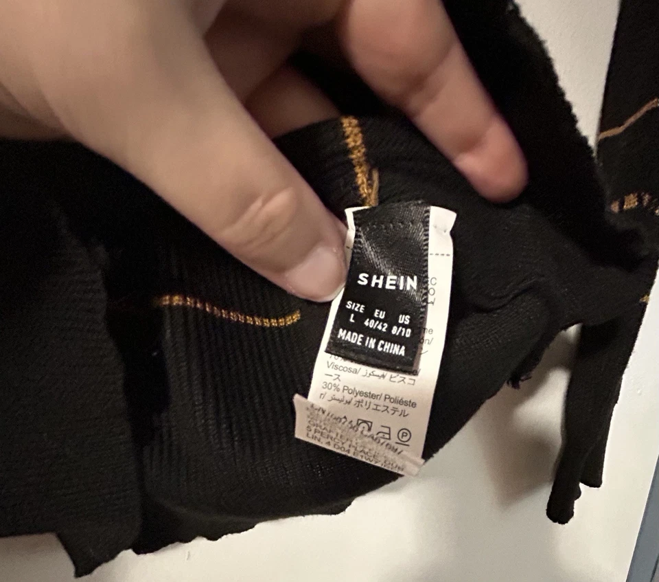 女式SHEIN大码黑色和条纹长袖衬衫 — 第 2/2 张图片