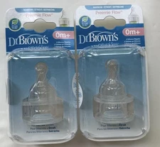 Dr. Brown's Natural Flow Nipple Premature Stndrd 0m+Silicone Nipples - Lot Of 2
