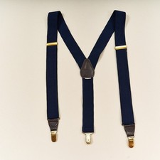 Navy Blue Stretch Suspenders Elastic Clip On ...