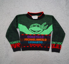 VTG 90s Teenage Mutant Ninja Turtles Sweater Toddlers fits 12  18M Black Green