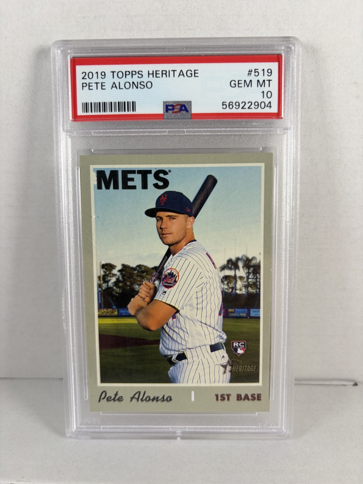 2019 Topps Heritage Pete Alonso #519 Batting Pose (RC) PSA 10 Baseball Card
