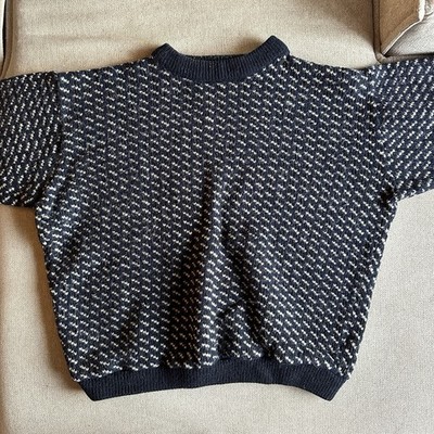 Vintage 80s LL Bean Wool Birdseye Fisherman Sweater size Large