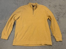 Tasso Elba 1/4 Zip Sweater Mens Large Tan 100 Cotton Long Sleeve Pullover