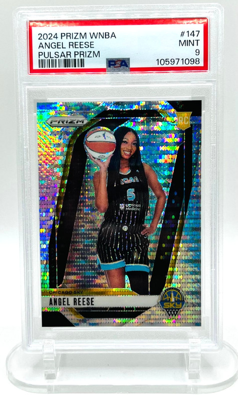 2024 Angel Reese Panini Prizm Pink Pulsar /499 #147 Rookie SP RC PSA 9 MINT Sky