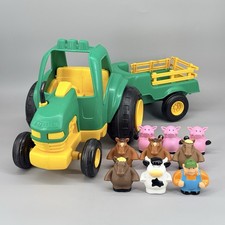 Tonka 1992 Vintage Large Green  Yellow Plastic Farm Tractor  Trailer  Extras