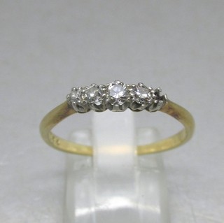 ART DECO OLD BRILLIANT DIAMOND SOLID 18ct GOLD 4 STONE RING 2.15g UK Q & USA 8