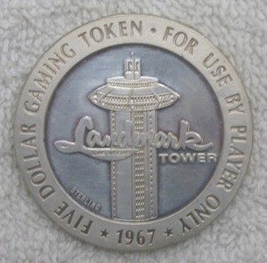 *RARE* VINTAGE 1967 LANDMARK $5 STERLING SILVER STRIKE  TOKEN Chip 41 grams  