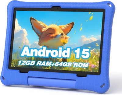 Kids Tablet: 10 Inch Android 15 Tablet for Kids, 64GB Octa-Core 6000Mah Battery,