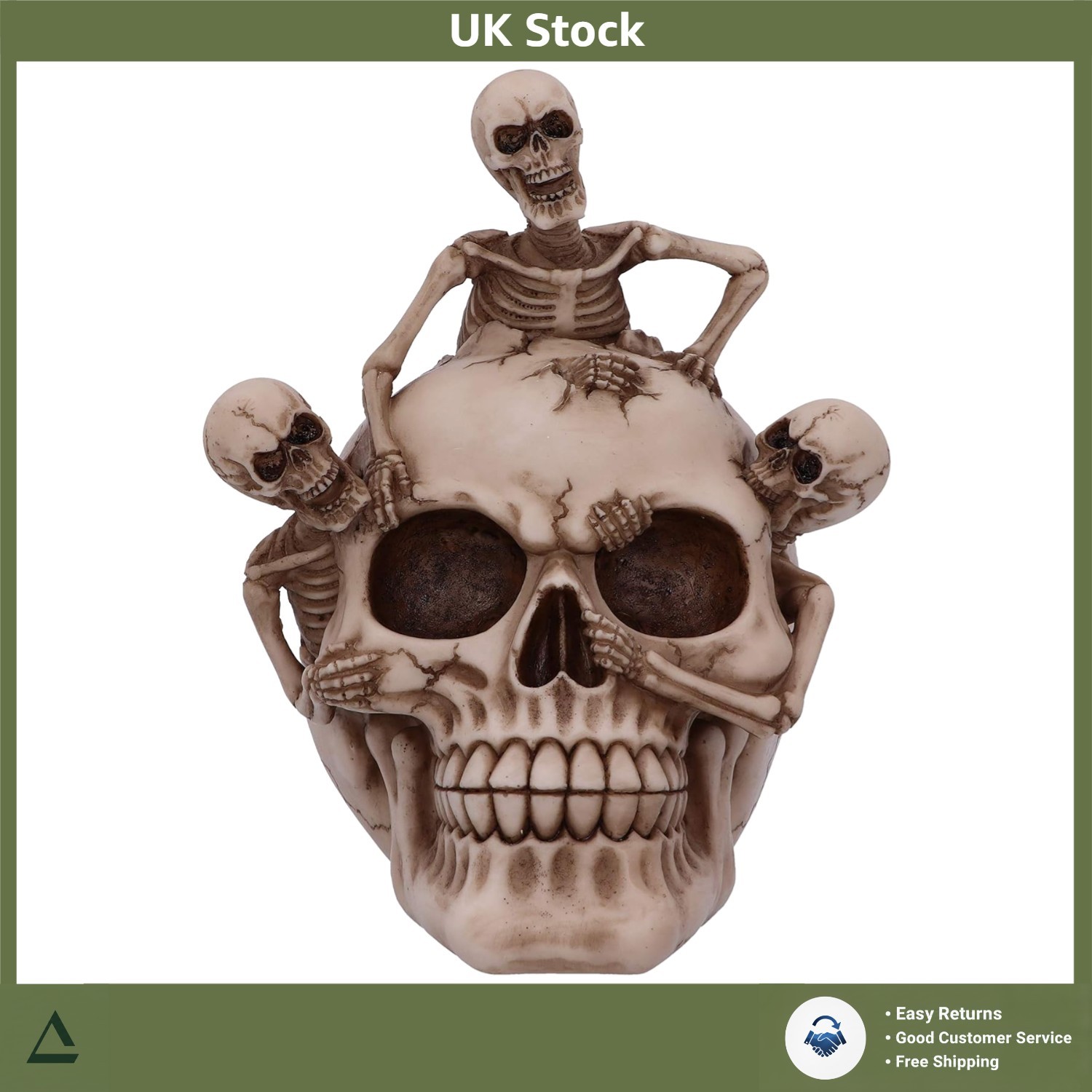 Macabre Skeleton Emerging Skull Ornament Hand-Painted Resin 17.7cm