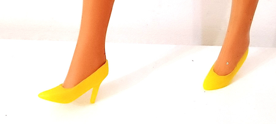 BARBIE 80s scarpe tacco decollete gialle sottili B811