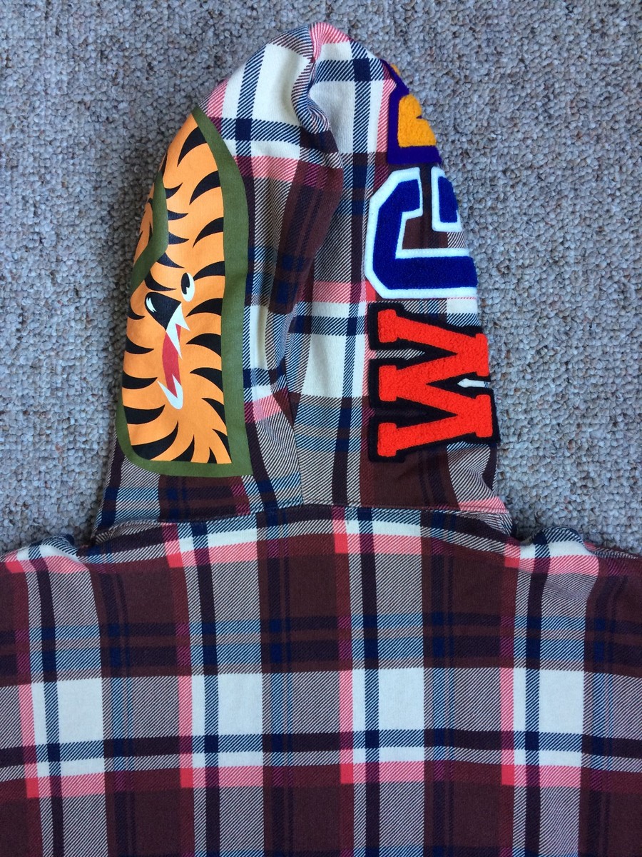 Bape 15th Anniversary Plaid Shark Full Zip Hoodie | eBay