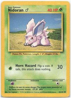 Nidoran M - 055/102 BS Base Set LP-NM - Pokemon TCG