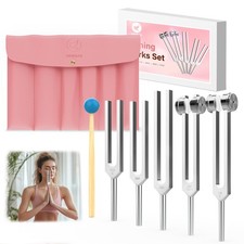 Tuning Forks for Healing,5pcs-128HZ, 136.1HZ, 256HZ, 384HZ, 512H  Equipped w...