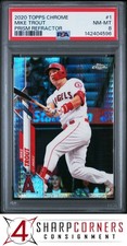 2020 TOPPS CHROME PRISM REFRACTOR #1 MIKE TROUT ANGELS PSA 8