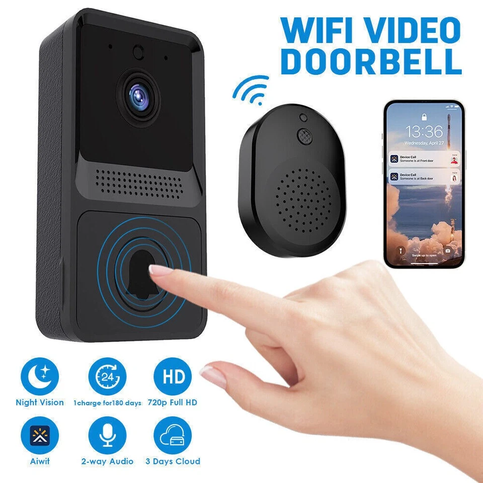 Wireless Doorbell WiFi Video Door Bell Intercom Phone Smart Security Camera
