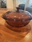 Vintage Pyrex 024 2 Qt Cranberry Round Casserole Dish with Lid