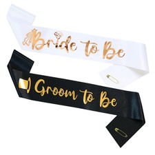 2Pcs Bride to Be and Groom to Be Sash Bachelorette Party Favors for Wife Husband