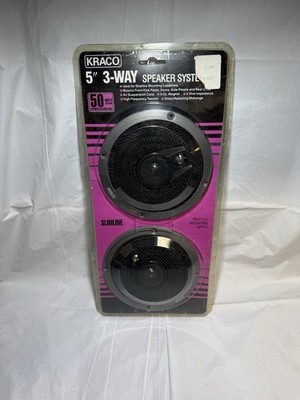 Kraco 5'' 3-Way Speaker System TRI-135 Slimeline 50W Shallow Mountain 1 1/8  New