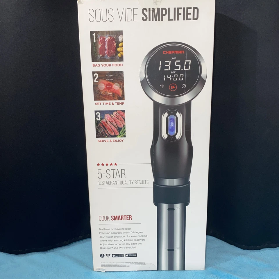 Chefman Precision Cooker WIFI Enabled Sous Vide Cooker RJ39 Black New in Box - Image 3 of 4