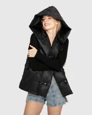 Belle & Bloom Over My Head Hooded Puffer Vest - Black - Size L/XL