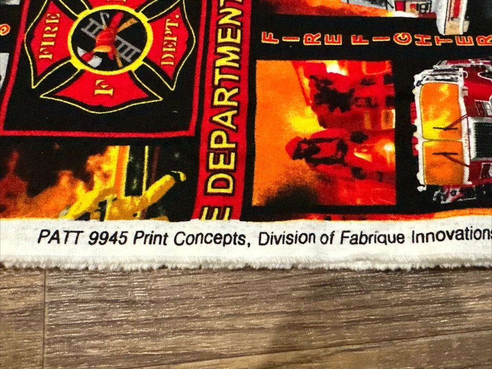 Fireman Firefighter Cotton Fabric-Firefighter Fireman Quilting Fabric Pieces - Image 3 of 3